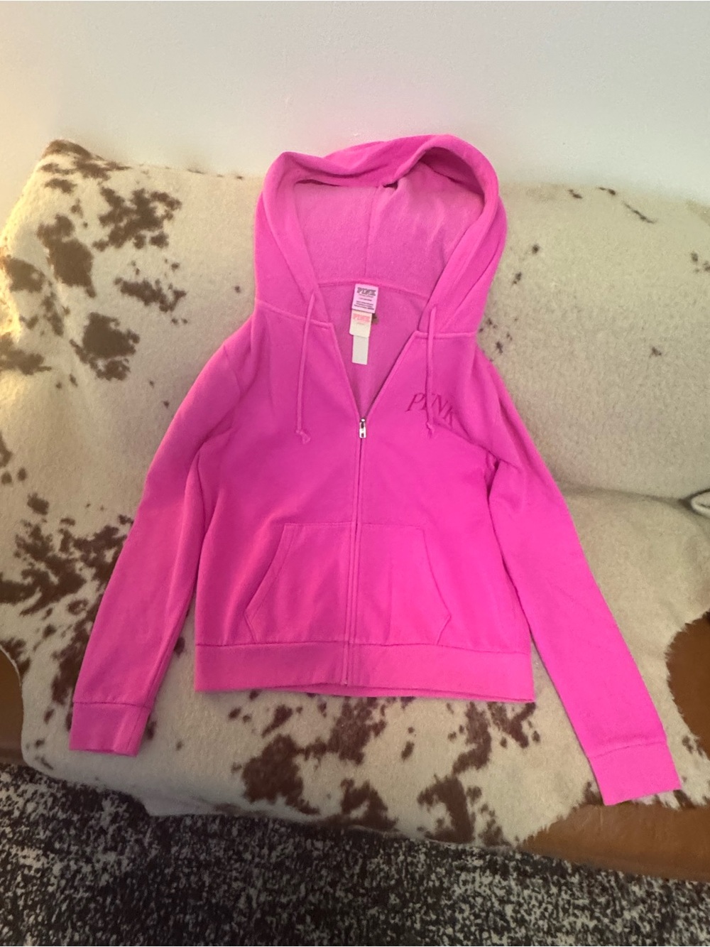 PINK Victoria's Secret Hot Pink Full-Zip Hoodie
